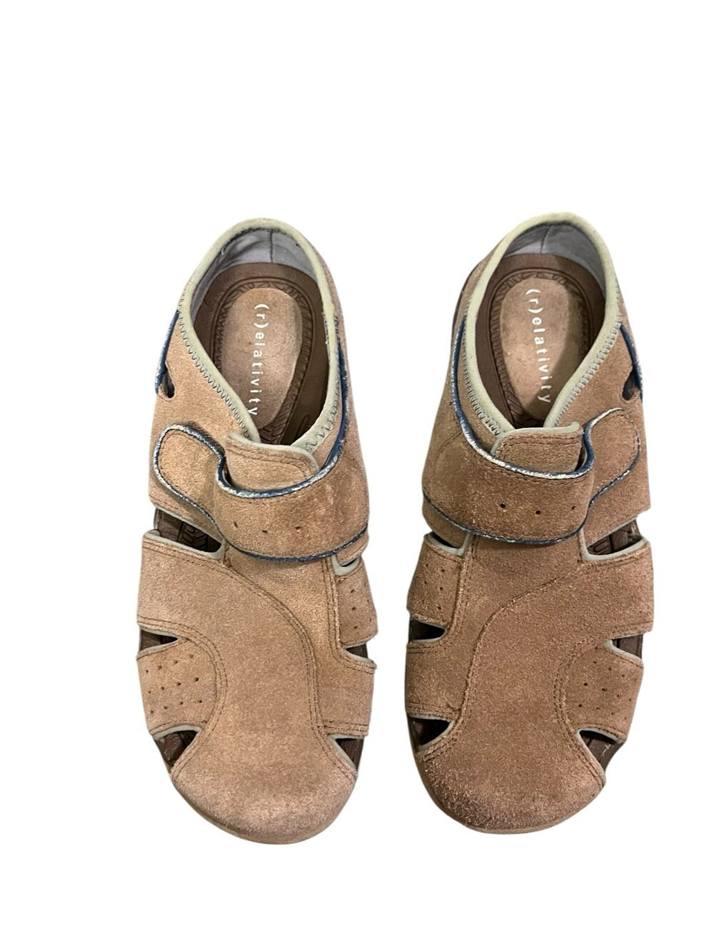 Relativity Womens Leather Suede Slip on Sandals Size 8 Brown Neutral Comfort